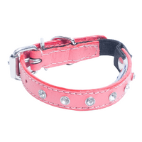 Leather Cat Collar (Pink, 10") | Angel Pet Supplies