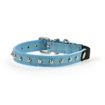 Studded Leather Cat Collar (Blue, 10") | Angel Pet Supplies