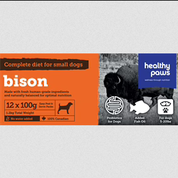 Bison Raw Frozen Dinners For Dogs (1.2kg) | Healthy Paws