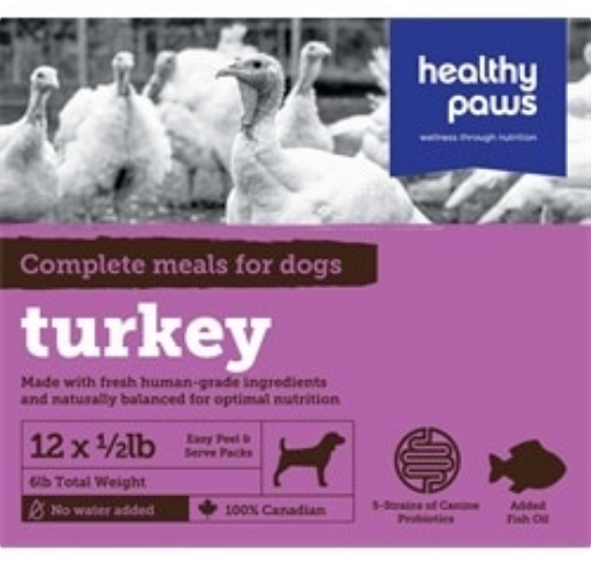 Turkey Raw Frozen Meals For Dogs (6lb) | Healthy Paws