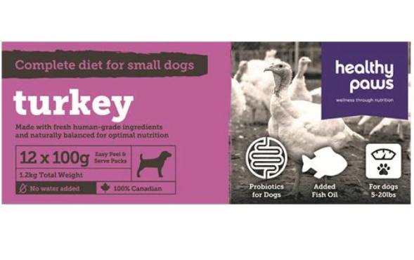 Turkey Raw Frozen Dinners For Dogs (1.2kg) | Healthy Paws