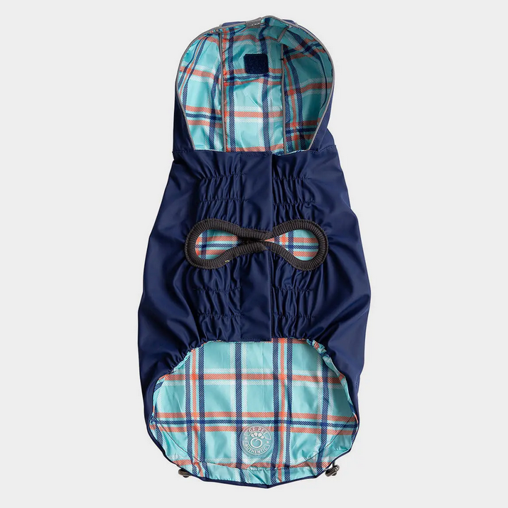 Reversible Dog Raincoat (Navy & Plaid) | GF Pet